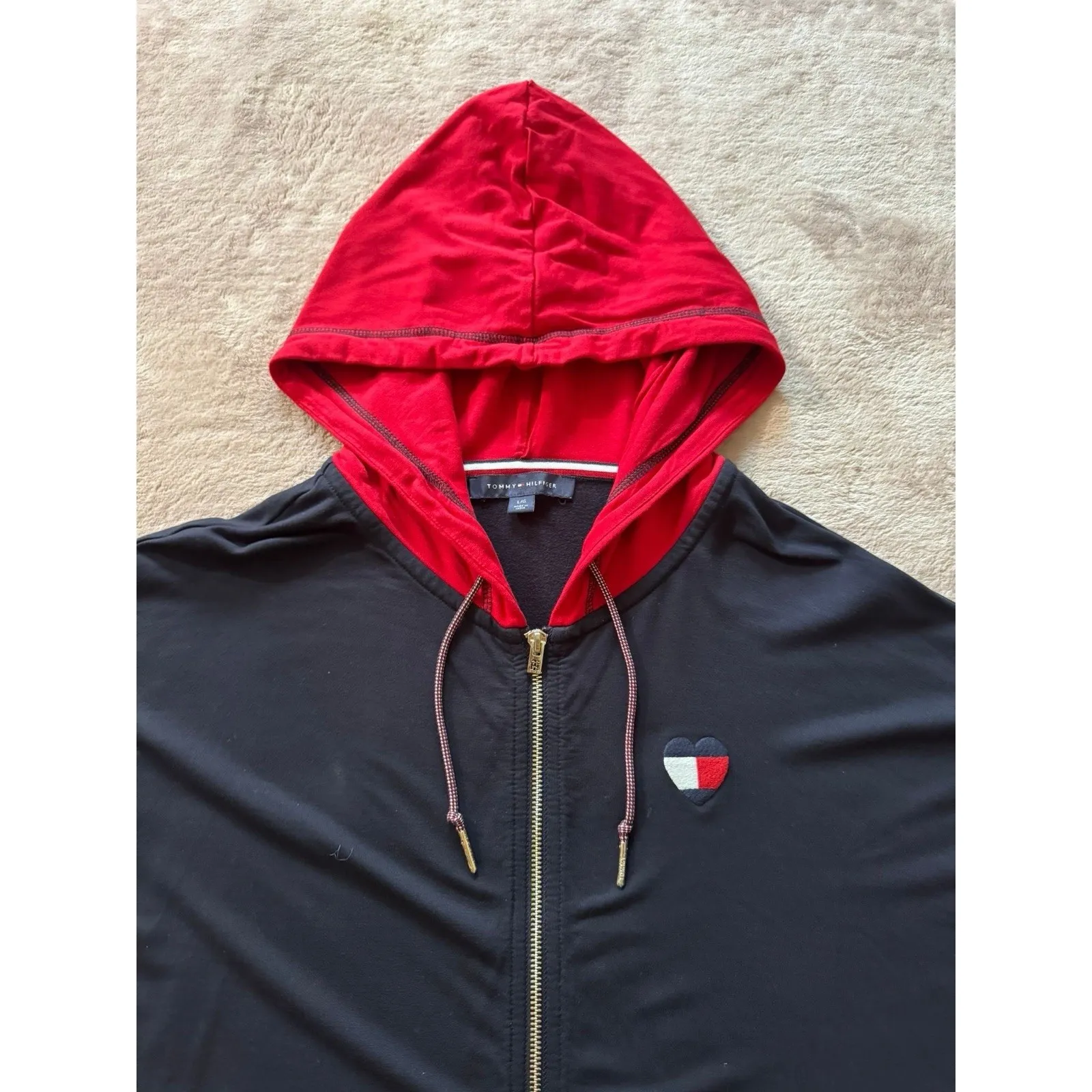 Tommy Hilfiger Women's Sports Hoodie Sweatshirt Full‎ Zip Colorblock Size Large - Image 3