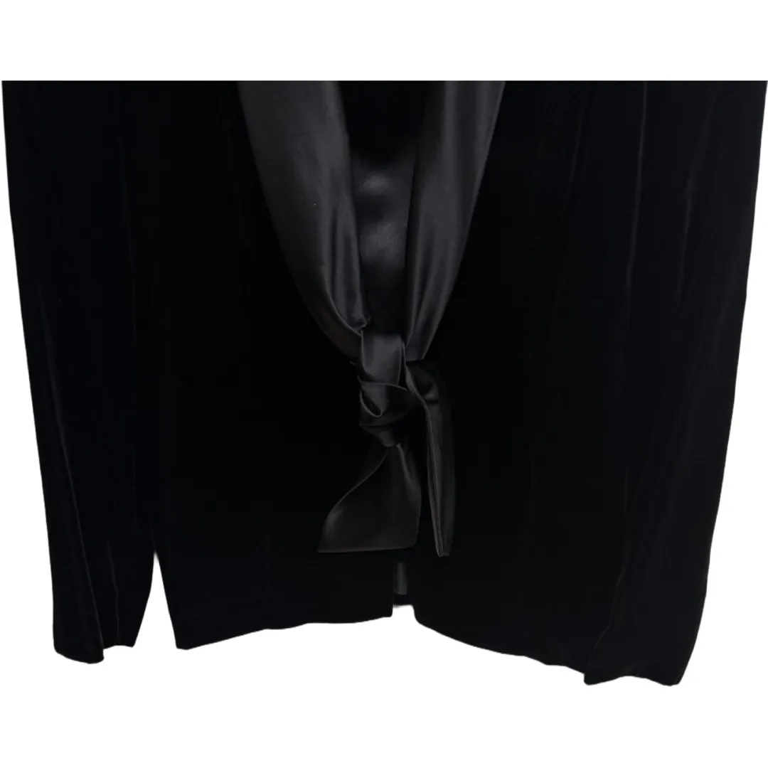 Talbots Tuxedo Black Velvet/Satin Shawl Collared Faux Camisole Layered Size 10 - Image 3
