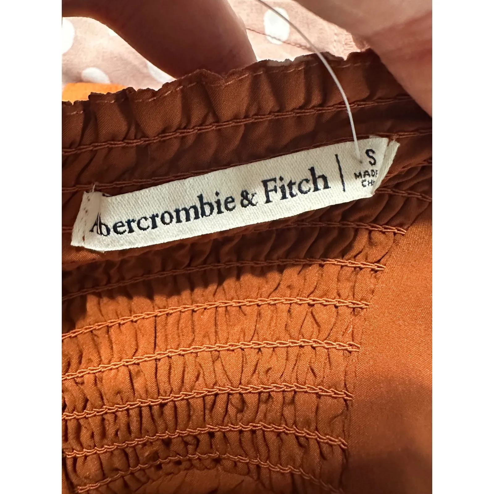 Abercrombie Fitch Rust Orange Floral Print‎ Sweetheart Neck Mini Dress Size S - Image 9