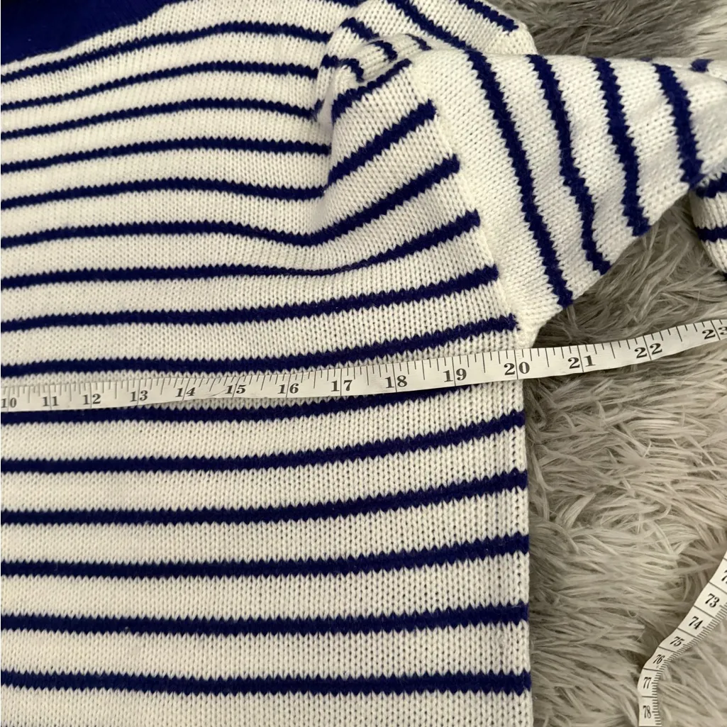 A’Milano Navy and White Striped Turtleneck Sweater size Large pockets Blue - Image 6
