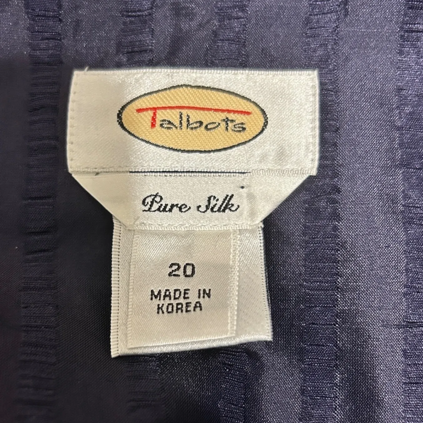 VTG Talbots Women Silk A Line Midi Skirt 20 Navy Textured Capsule Quiet Luxury‎ - Image 6