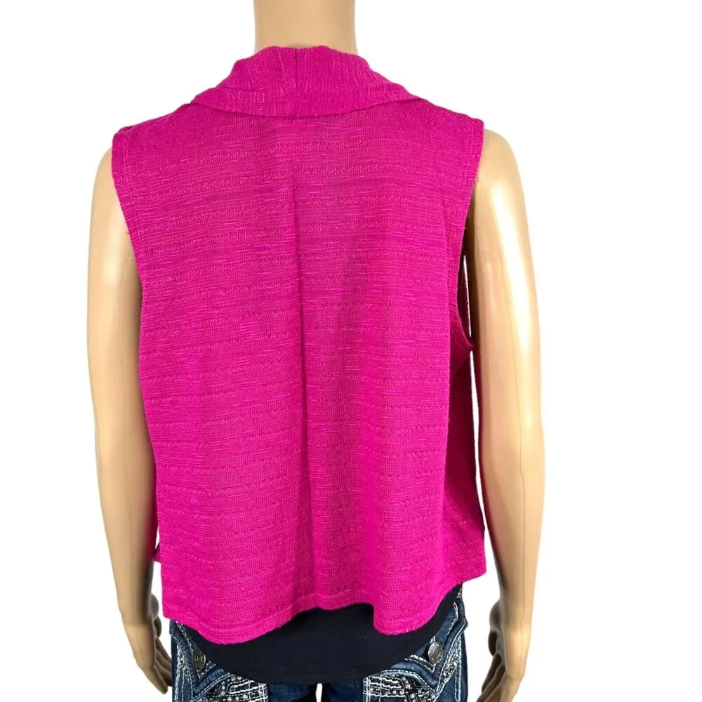 Self Esteem Womens Cardigan Sweater Sleeveless Open Front Knit Large Pink - Image 4