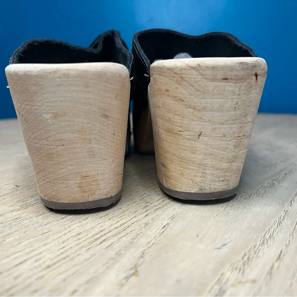 Lotta From Stockholm Black Leather Swedish Clogs Wooden Heel EU 39 Women’s 8.5 - Image 7