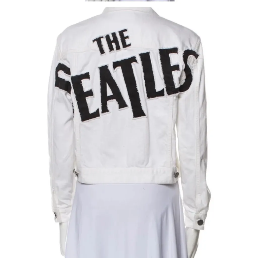 Alice + Olivia White Denim “The Beatles” Jacket - Image 2