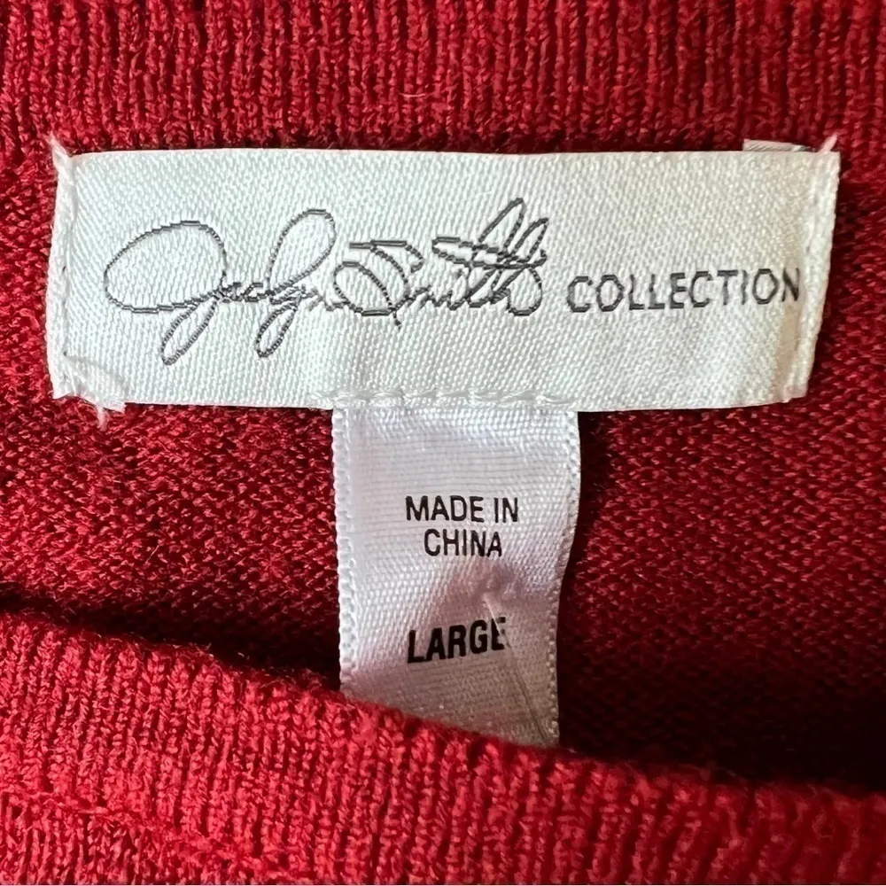 Jaclyn Smith Red cold shoulder embellished tunic sweater size Large NWT - Image 6