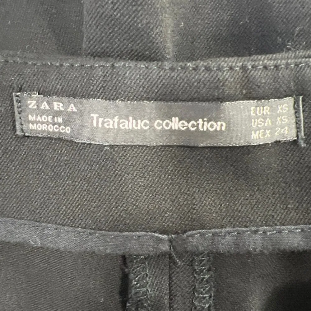 Zara Black High-Waisted Twill Snap Metal Buttons Stretch Casual Travel Shorts XS - Image 3