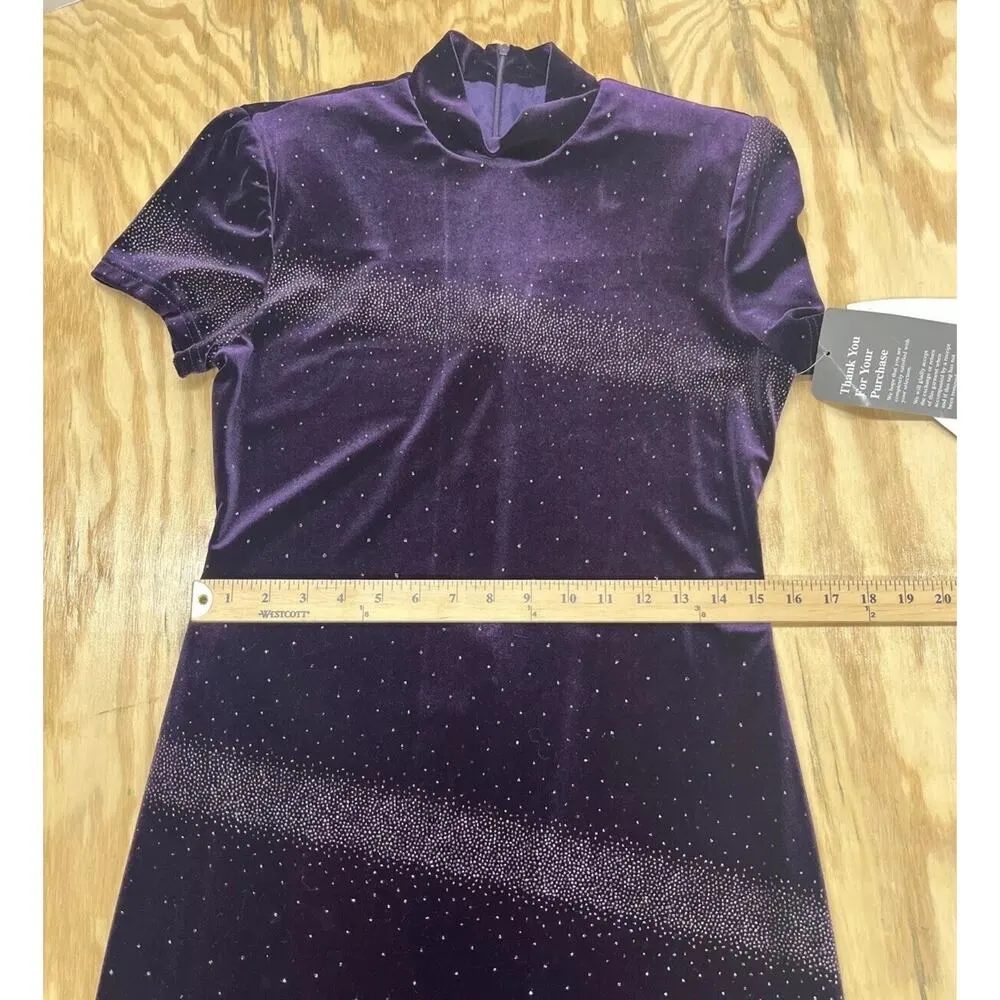 Vintage 90s Y2K Jessica Howard Purple Velvet Maxi Dress 8 Fairy Witchy Party - Image 8