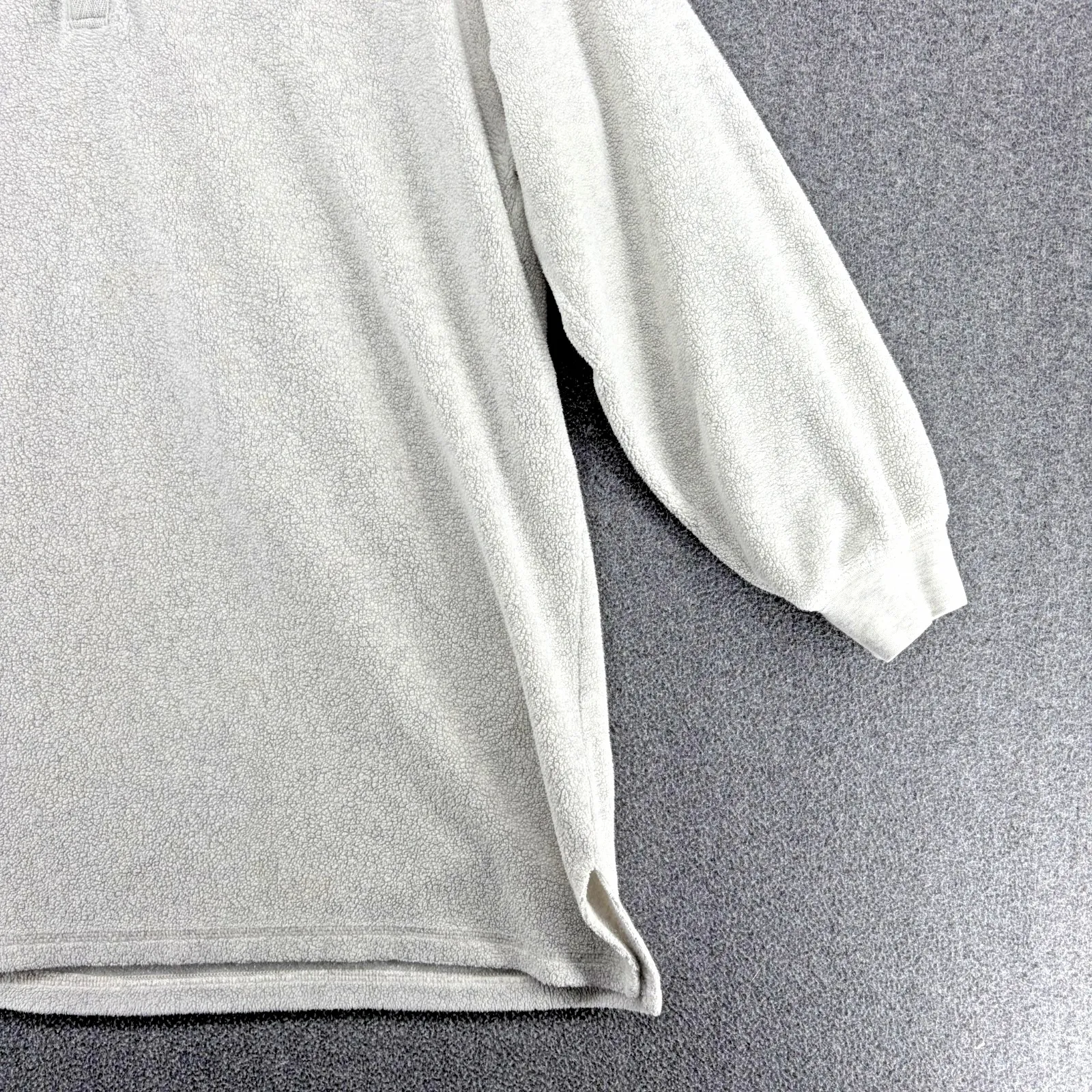 Soft Surroundings Cuddle Fleece Henley Sweater Cozy Pullover Light Gray Medium - Image 5