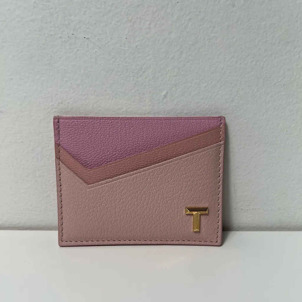 Tiffany & Co. Tiffany T Cardigan Pink Colorblock Card Case Card Holder Wallet - Image 5