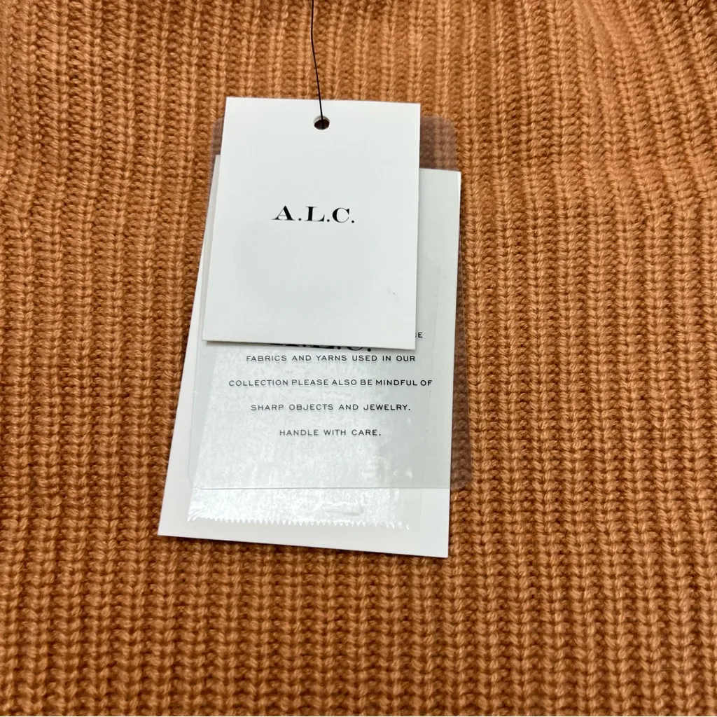 A.L.C. Helena Ribbed Lambswool Cashmere Blend Sweater Womens Size XL Tan NEW‎ - Image 6