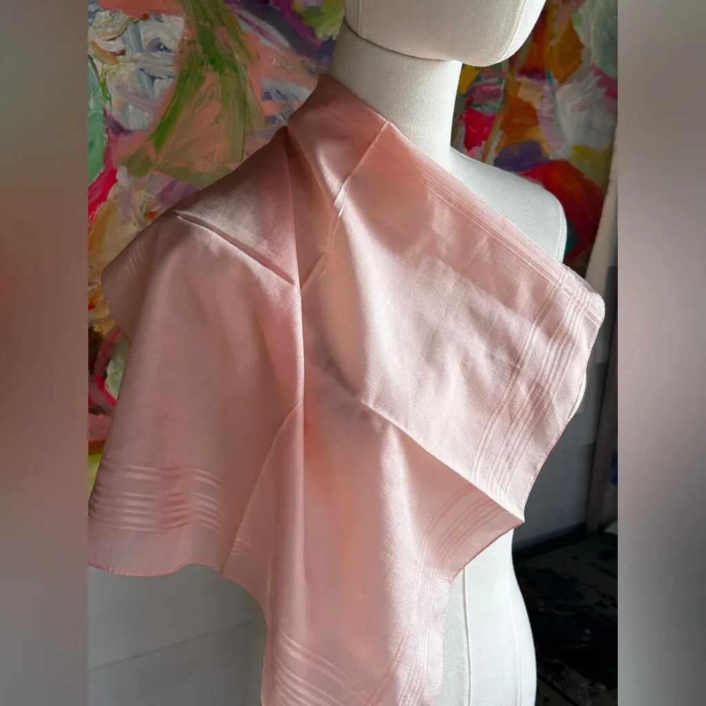 Vintage Italian Scarf 18.5”x19” Pink - Image 5
