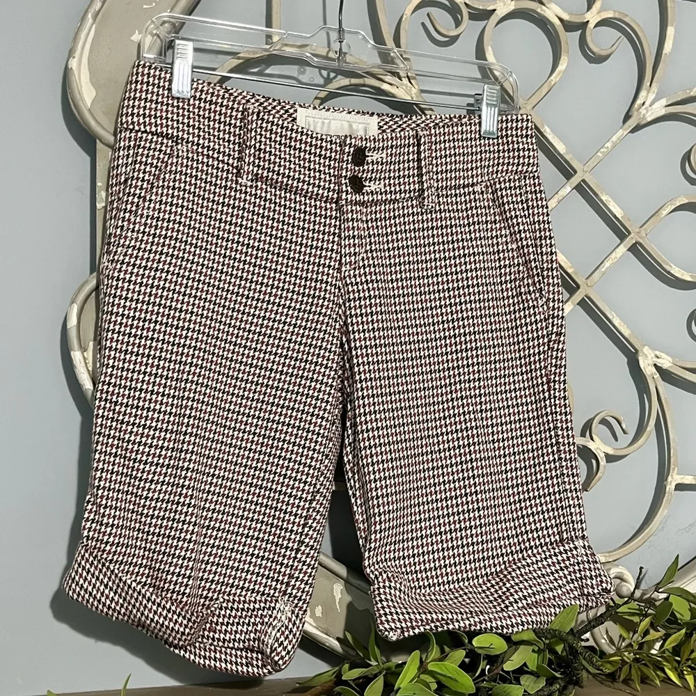Abercrombie and Fitch Houndstooth Bermuda Shorts Cotton Walking Womens 00 - Image 6
