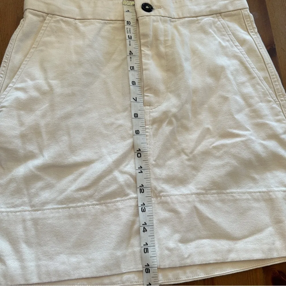 The Canvas Stamp Mini Skirt Cream Cotton Straight Zip Fly - Image 2