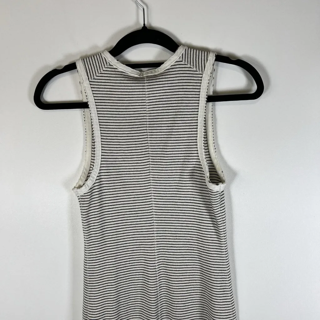ALLSAINTS Womens Sz 6 Alicia Midi Striped Sleeveless Dress Ribbed Zip Front Goth White - Image 8