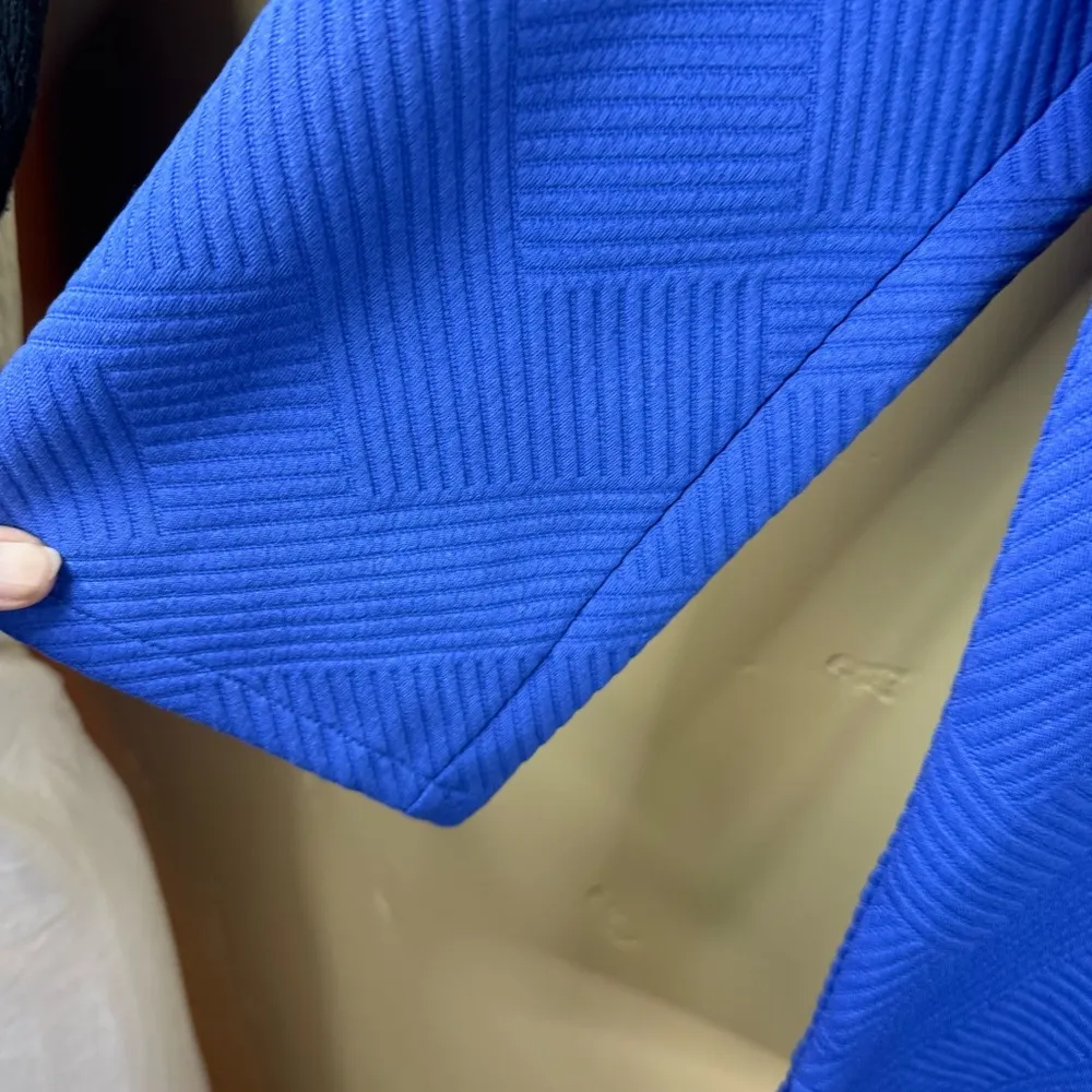 NWT T by Talbots Womens Royal Blue Mixed Quilted Button Neck Pullover Size Small - Image 8