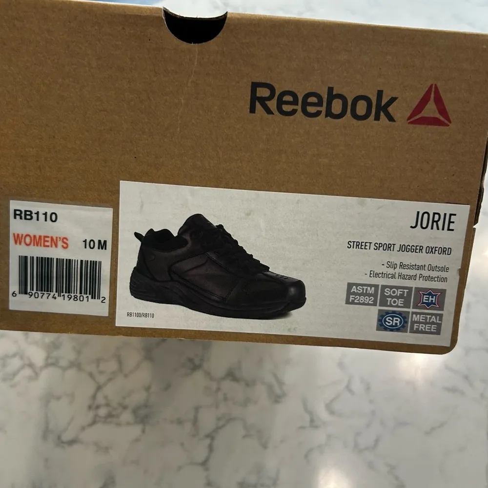 NWT Reebok Black Leather Jorie Street Sport Jogger Oxford Slip Resistant Shoe 10 - Image 8