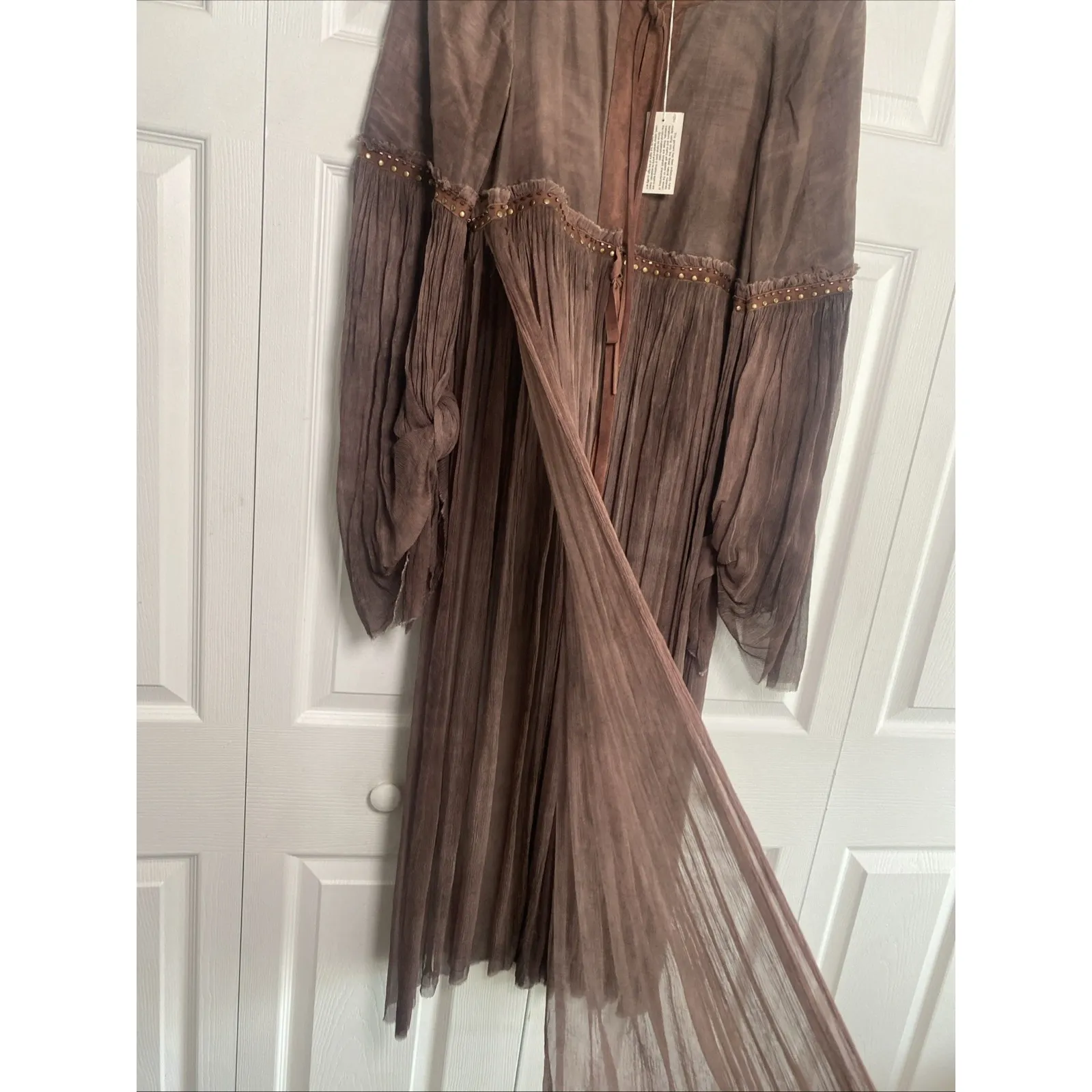 Nigel Preston M Duster Jacket Festival Boho Western Whimsigoth Indie Designer Brown Size M - Image 11
