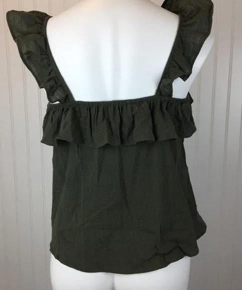 Army Green Ruffle Tank Top - Image 6