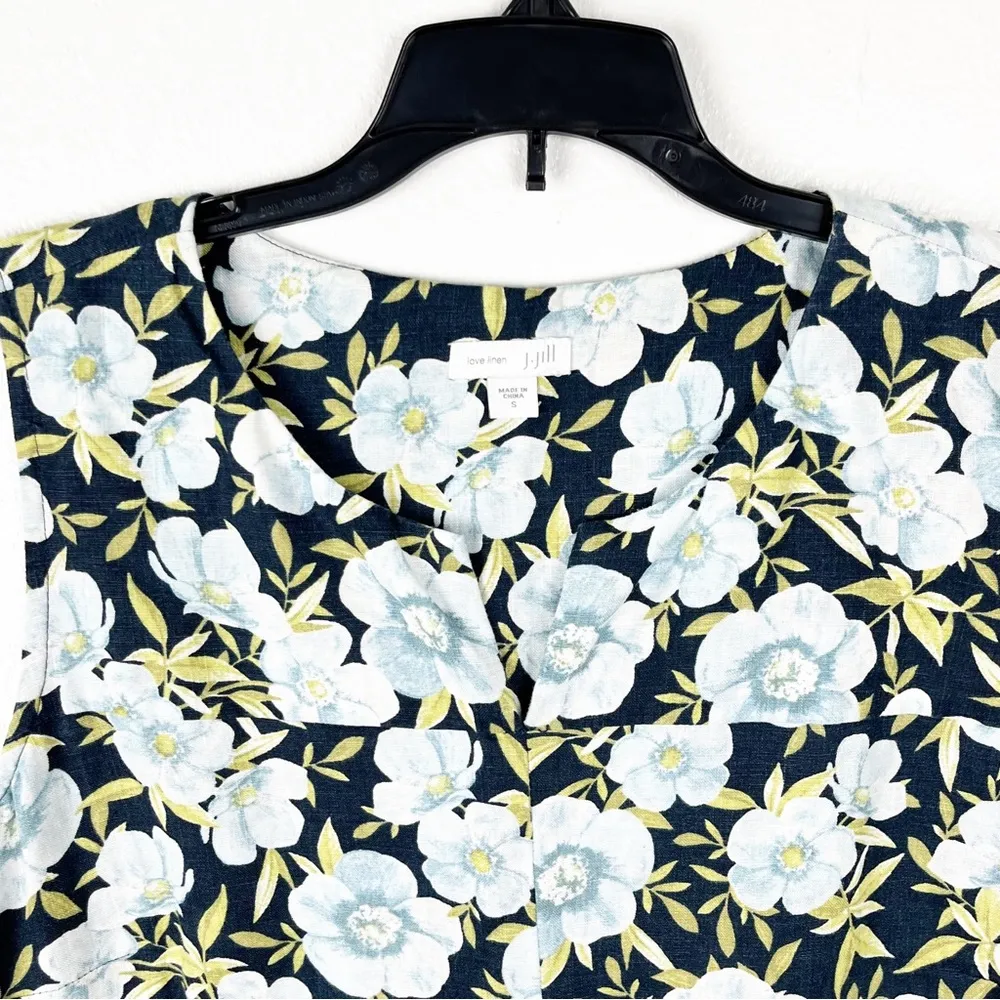 J. Jill Love Linen J.JILL 100% Linen Floral Side Pockets Shift Dress, Small - Image 6