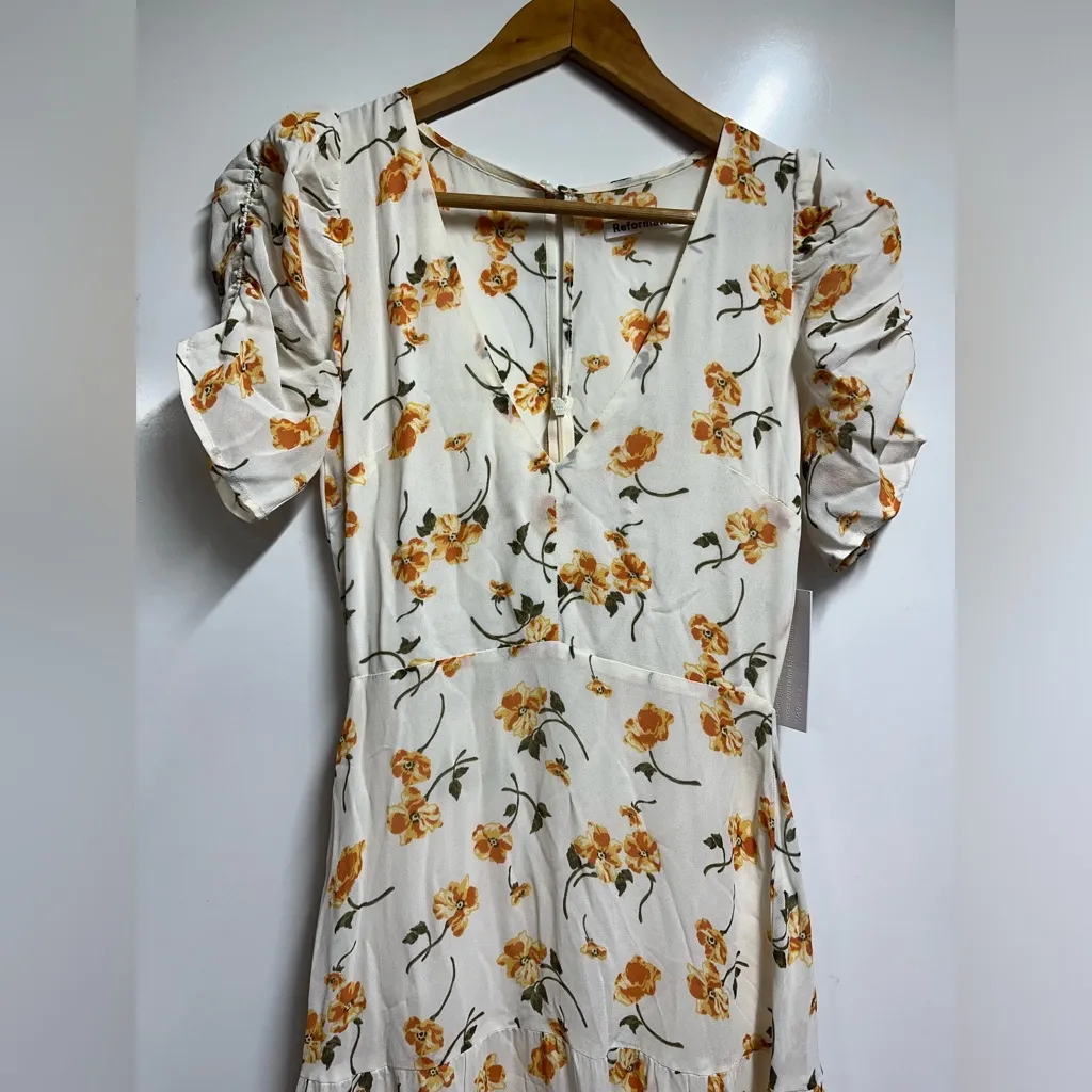 Reformation NEW NWT Cosa Midi v neck Dress size 0 women’s floral lightweight - Image 5