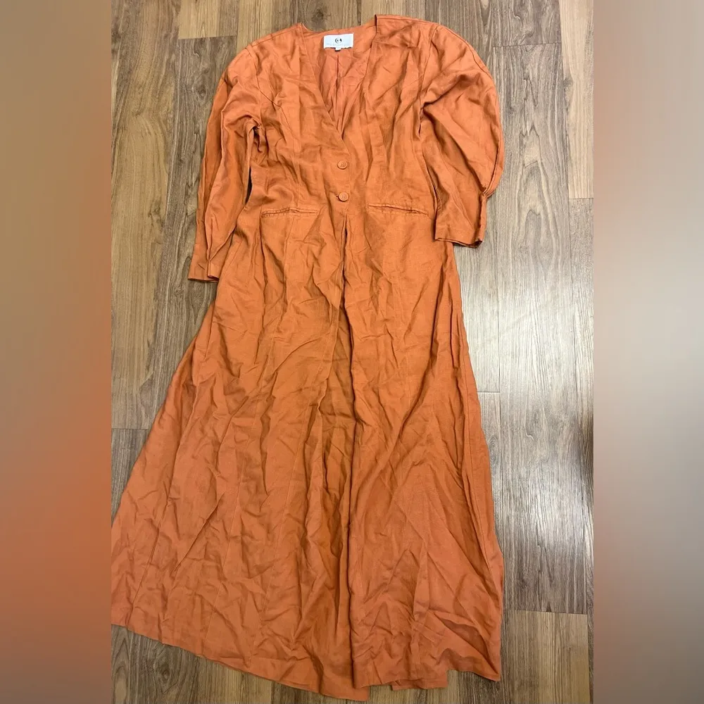 THE BRIGHT SIDE $198 NOMAD JUMPSUIT SIERRA ROCKY BARNES Size Large Linen Blend - Image 3