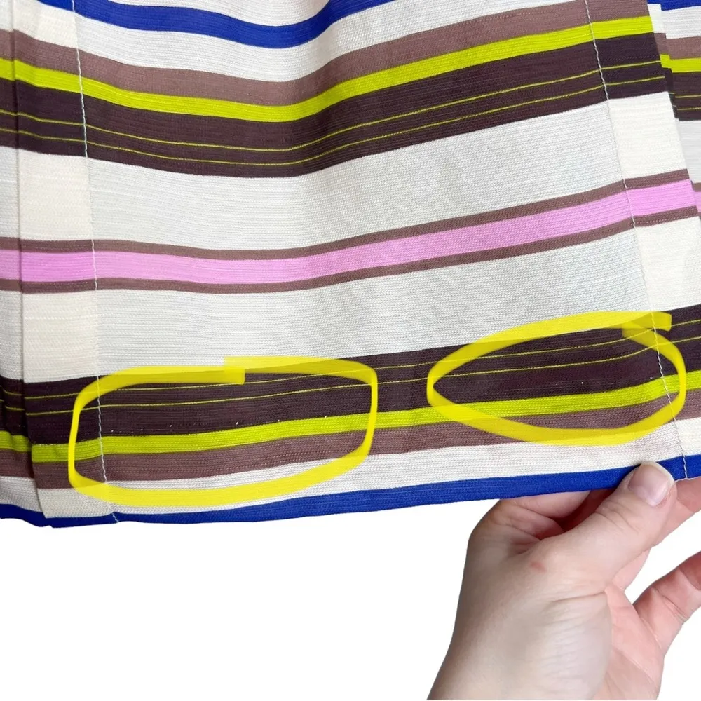 LOFT Multicolored Striped Pleated Rayon Blend A Line Skirt - Image 6