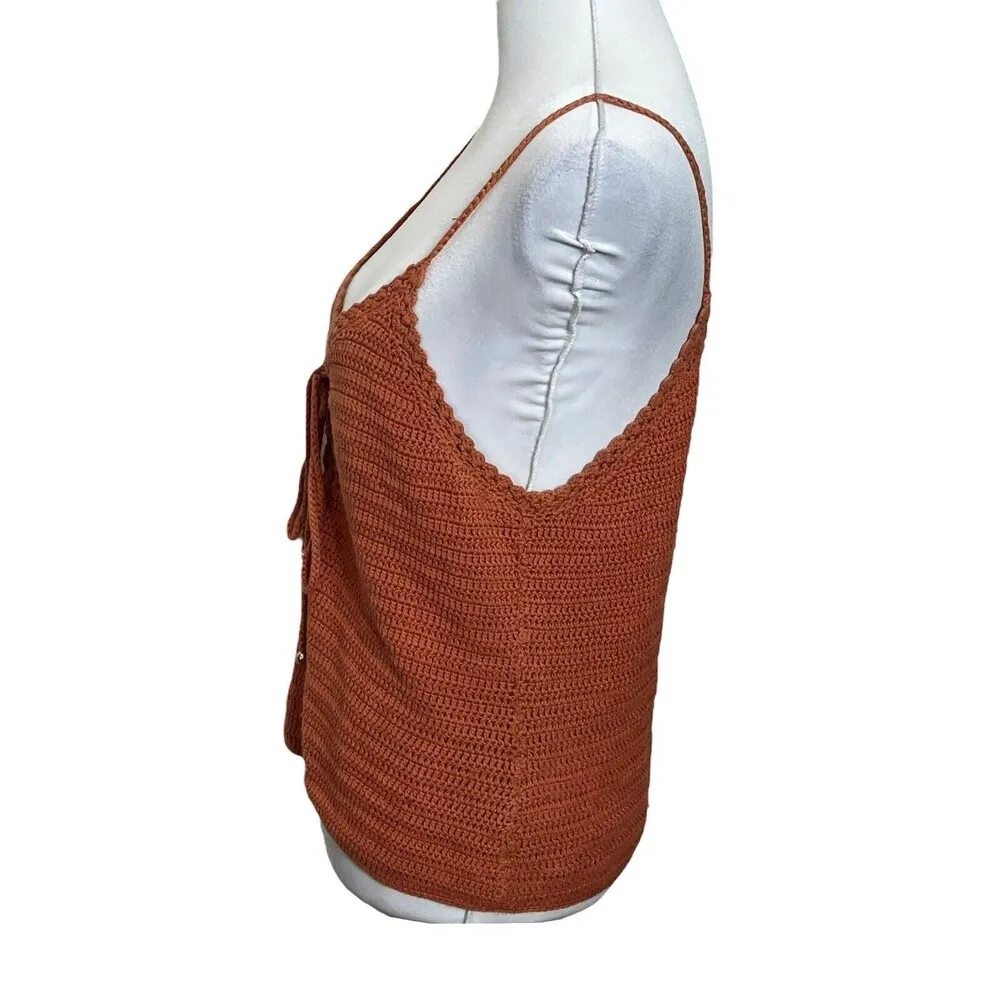Intermix Cheyenne Crochet Tank Top Spaghetti Straps Burnt Orange Women’s Size S - Image 3