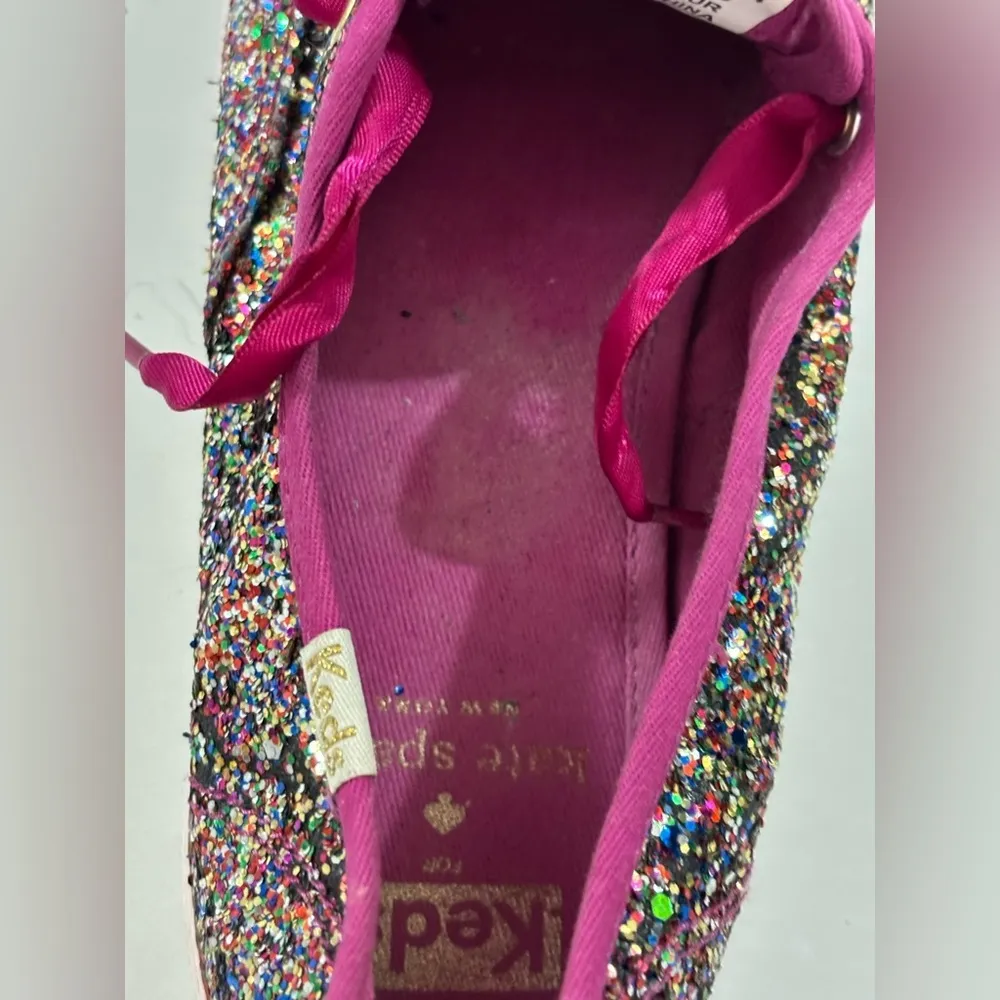 Keds X Kate Spade Fuchsia Multi Color Glitter Ribbon Tie Sneakers 6 - Image 9