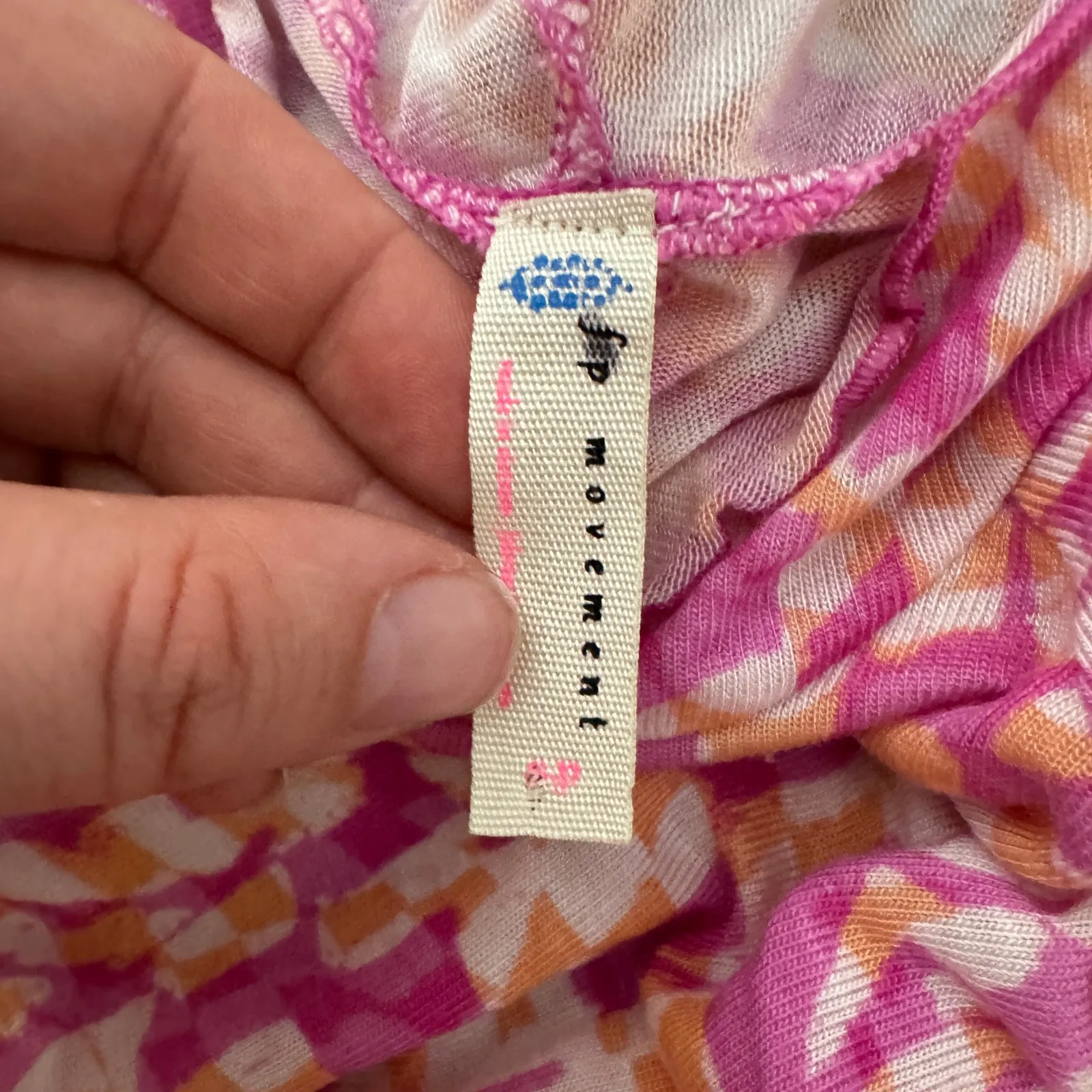 Free People Pink & Orange Long Sleeve Mock Neck Top - Small - Image 2