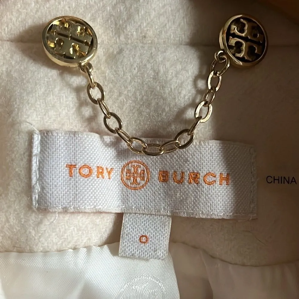 Tory Burch Bernadine Wool Blend‎ Peacoat Button Jacket 48131588 SHELL/IVORY 0 - Image 3