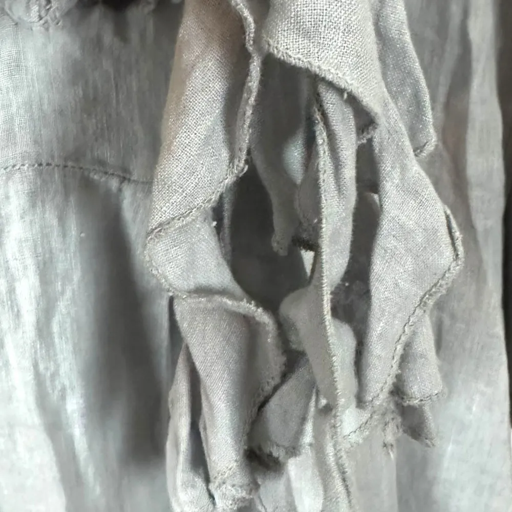 Ethereal Fairy Edwardian Linen Ruffle Tunic Dress Muted Periwinkle Size Medium Silver - Image 7