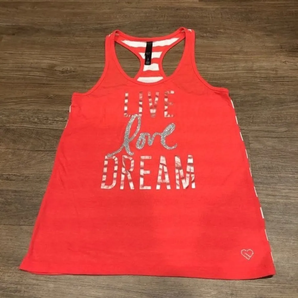 Aeropostale AERO "LIVE LOVE DREAM" Racerback Tank Top S SM Small Bright Red Pink - Image 3