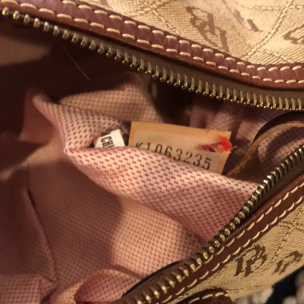 Vintage Signature Logo Canvas & Brown LeatherDuffle Roll Bag - Image 12