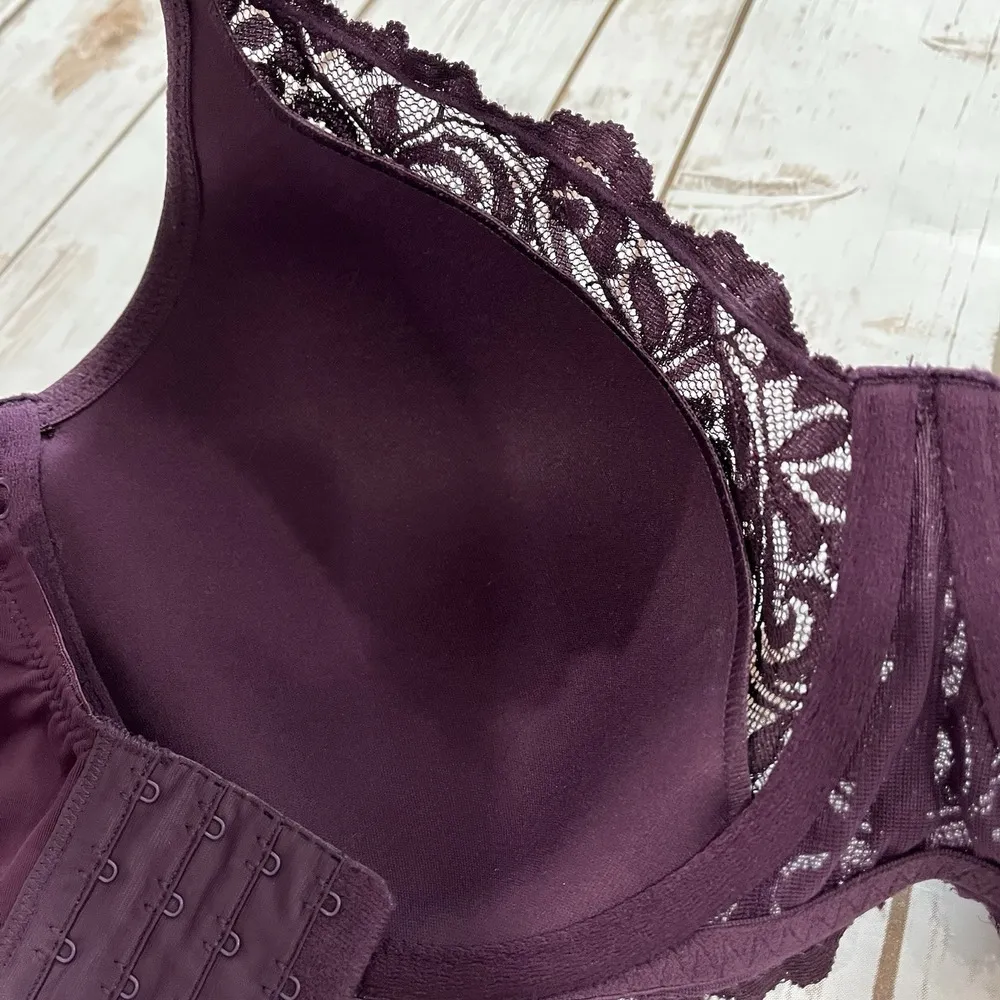 Leading Lady Bra 34G Sheer Purple Lace Underwire 5044 Lightly Padded Lined Full Size undefined - Image 6