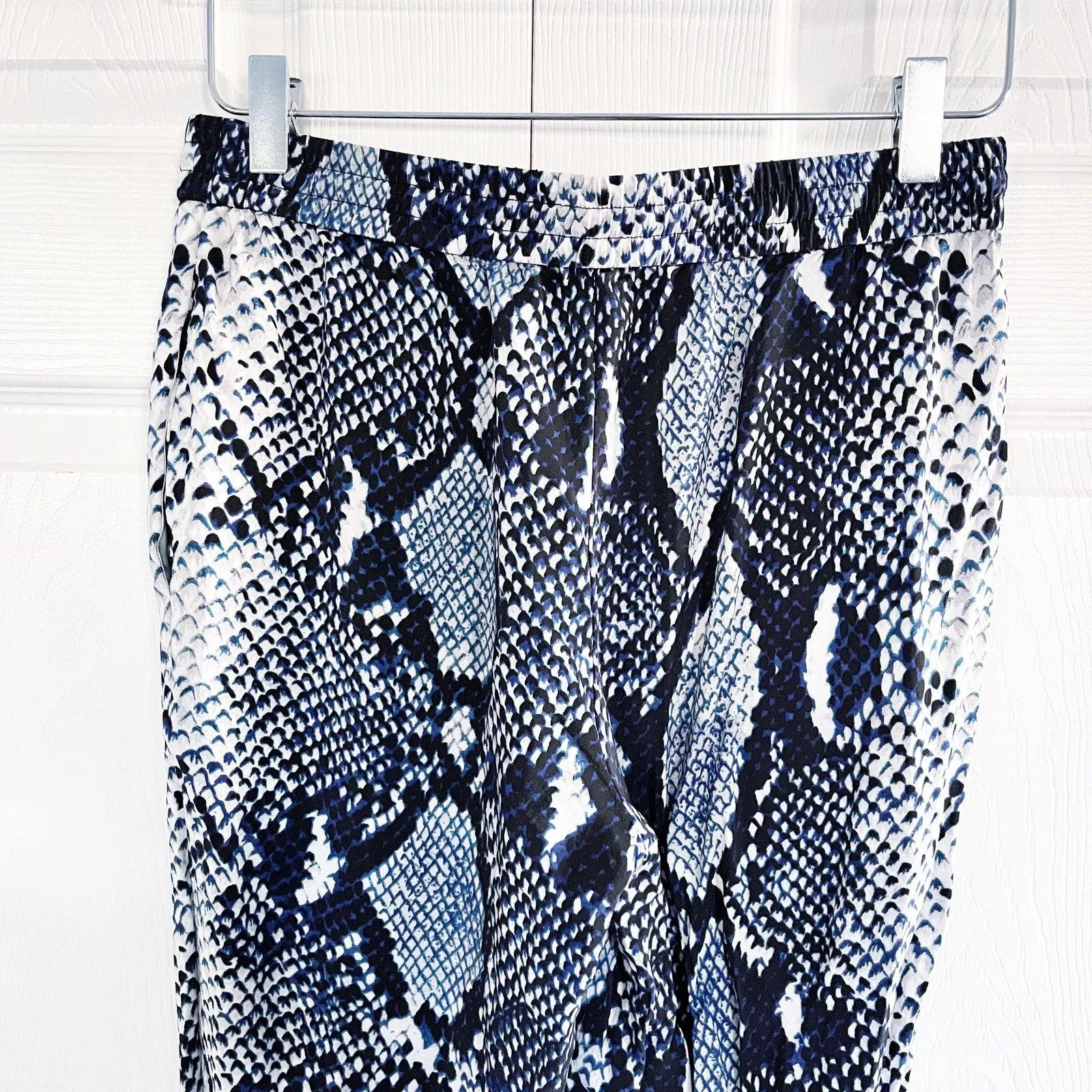 Diane von Furstenberg Bennet Two Animal Blue Snake Print Silk Pants - Image 9