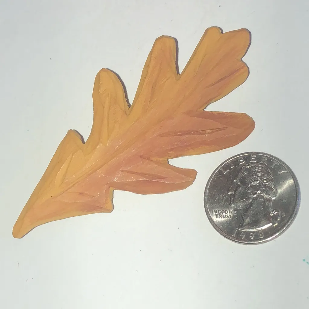 Vintage Wooden Light Brown Leaf Boho Brooch Shoulder Pin Tan - Image 2