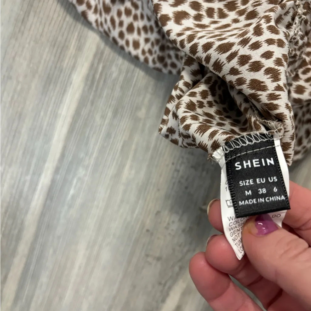 Leopard Print Halter Romper Brown Size M - Image 5