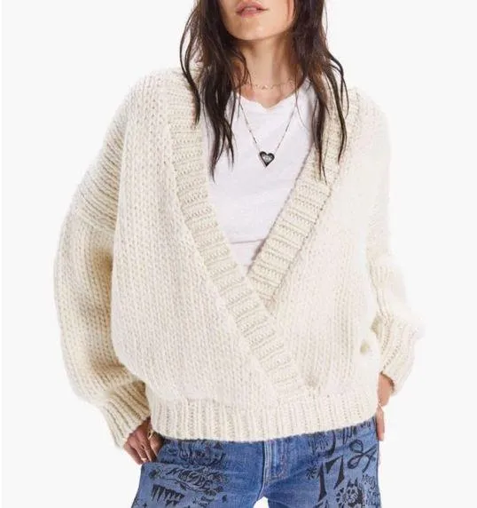 Mother Soul Serenade Criss Cross Chunky Knit Pullover Jumper Sweater Size Medium - Image 1