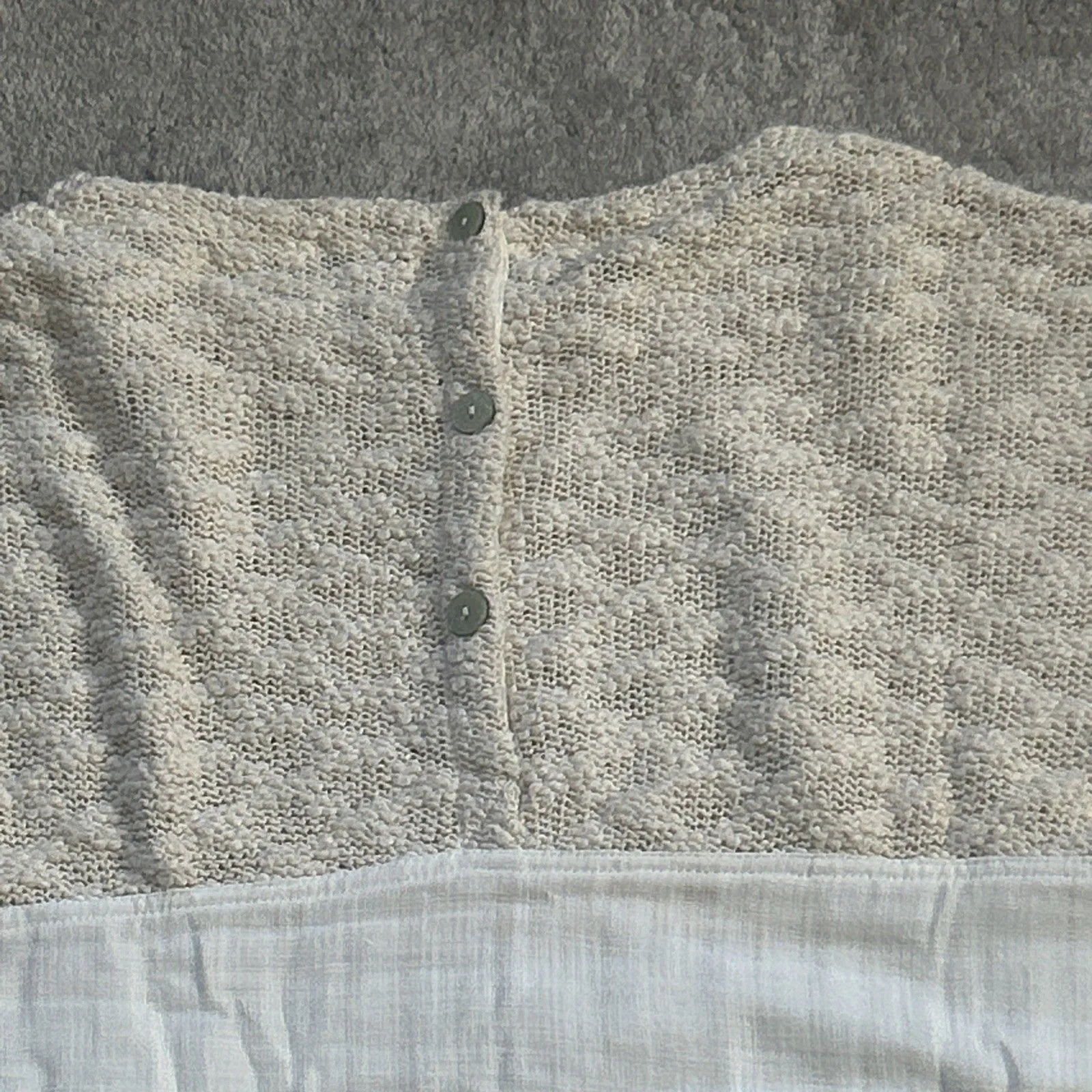 We the Free People Beach Sweater Womens XS Oversized Tunic Pockets Beige White - Image 10