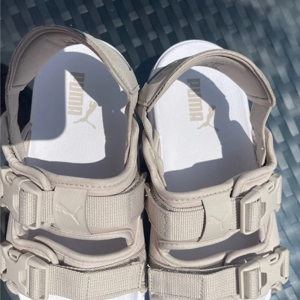 PUMA sport sandals open sneakers with two buckles chunky platform beige Sz US 7 - Image 15