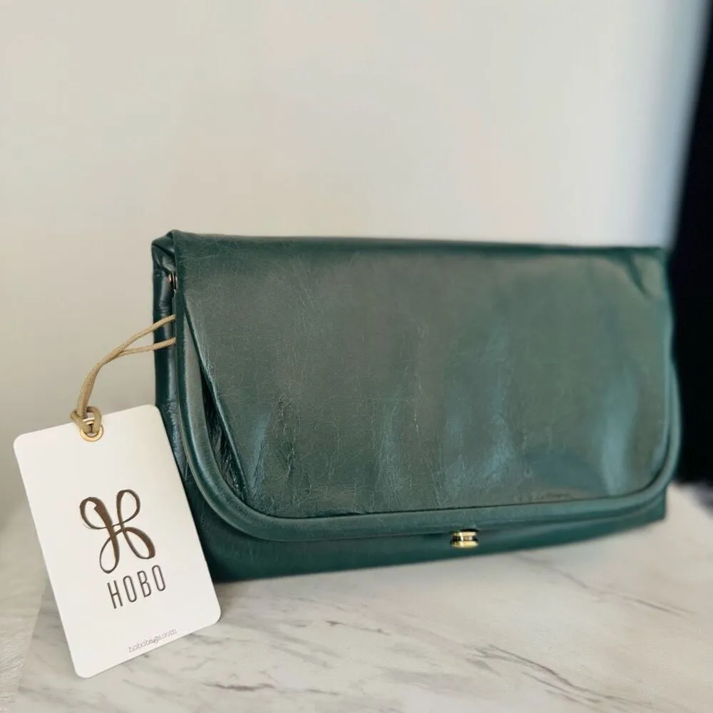 HOBO LAUREN CLUTCH LEATHER WRISTLET WALLET Sage Henna Luxury Leather, NWT Green - Image 2