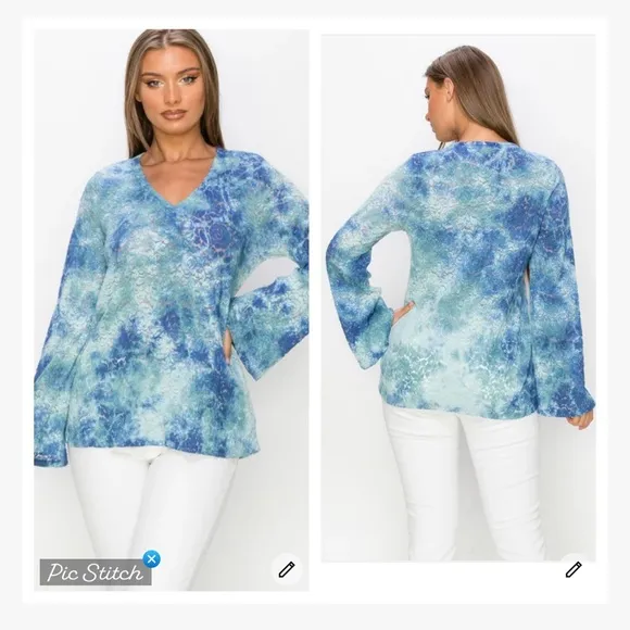 T Party April Showers Bring May Flowers Blue Lace Top - Image 2