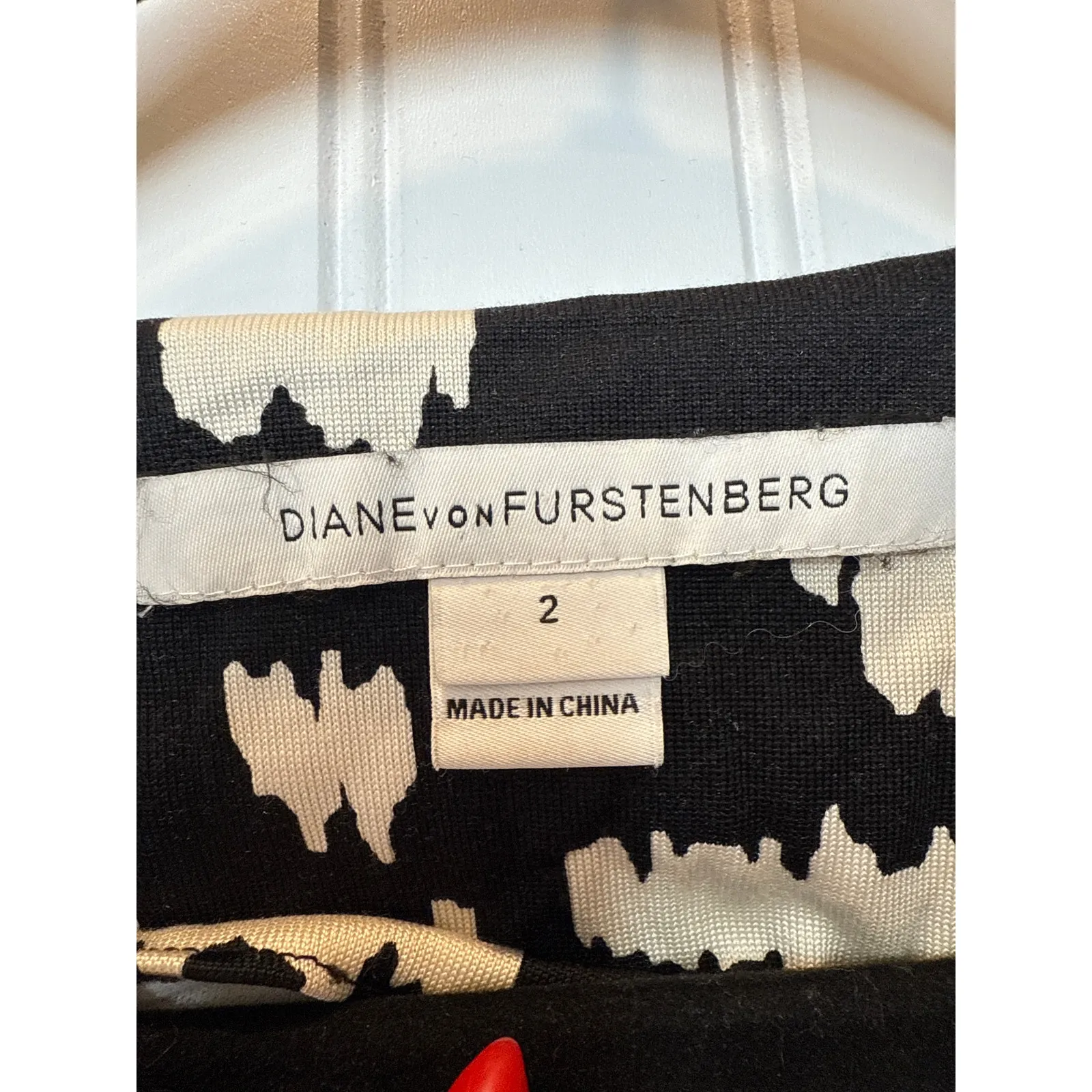 Diane on Furstenberg Zoe 100% Silk Sheath Dress Flower Ikat Black Ivory Size 2 - Image 5