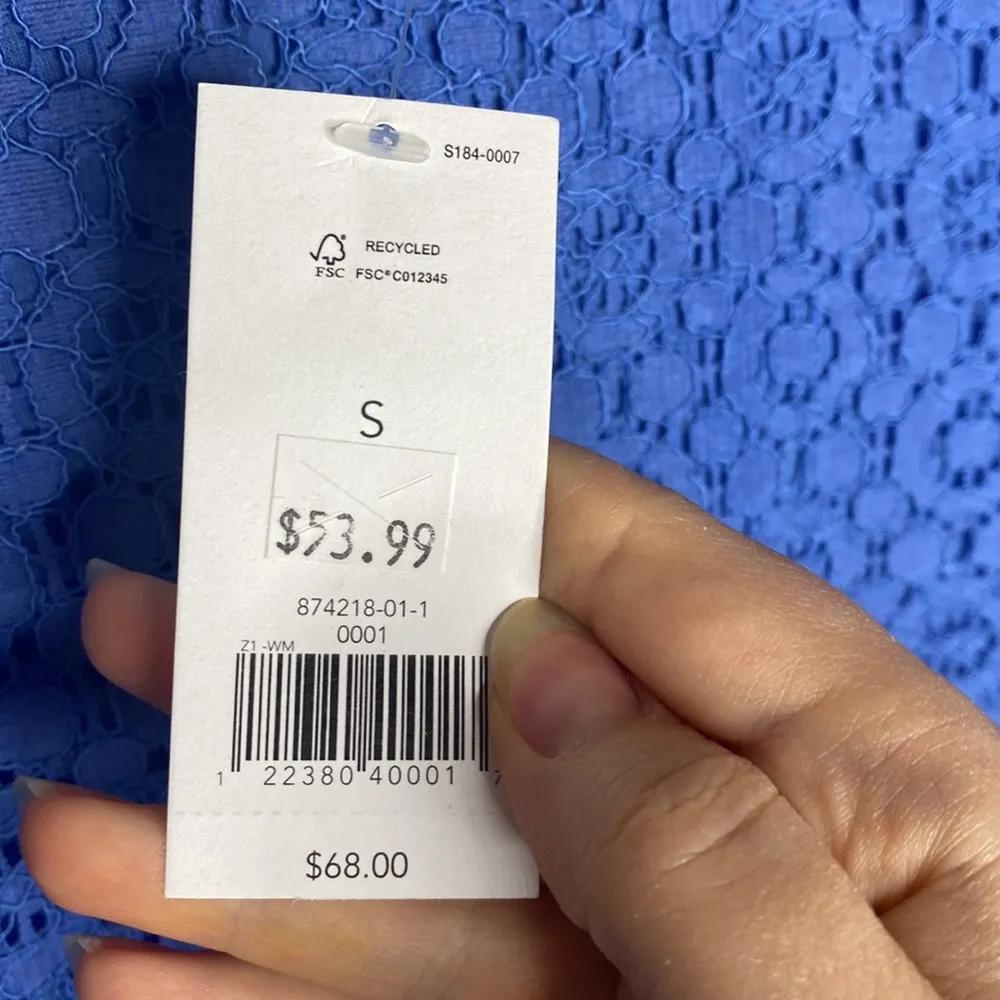 Banana Republic blue lace overlay fluted sleeve blouse size S - Image 14