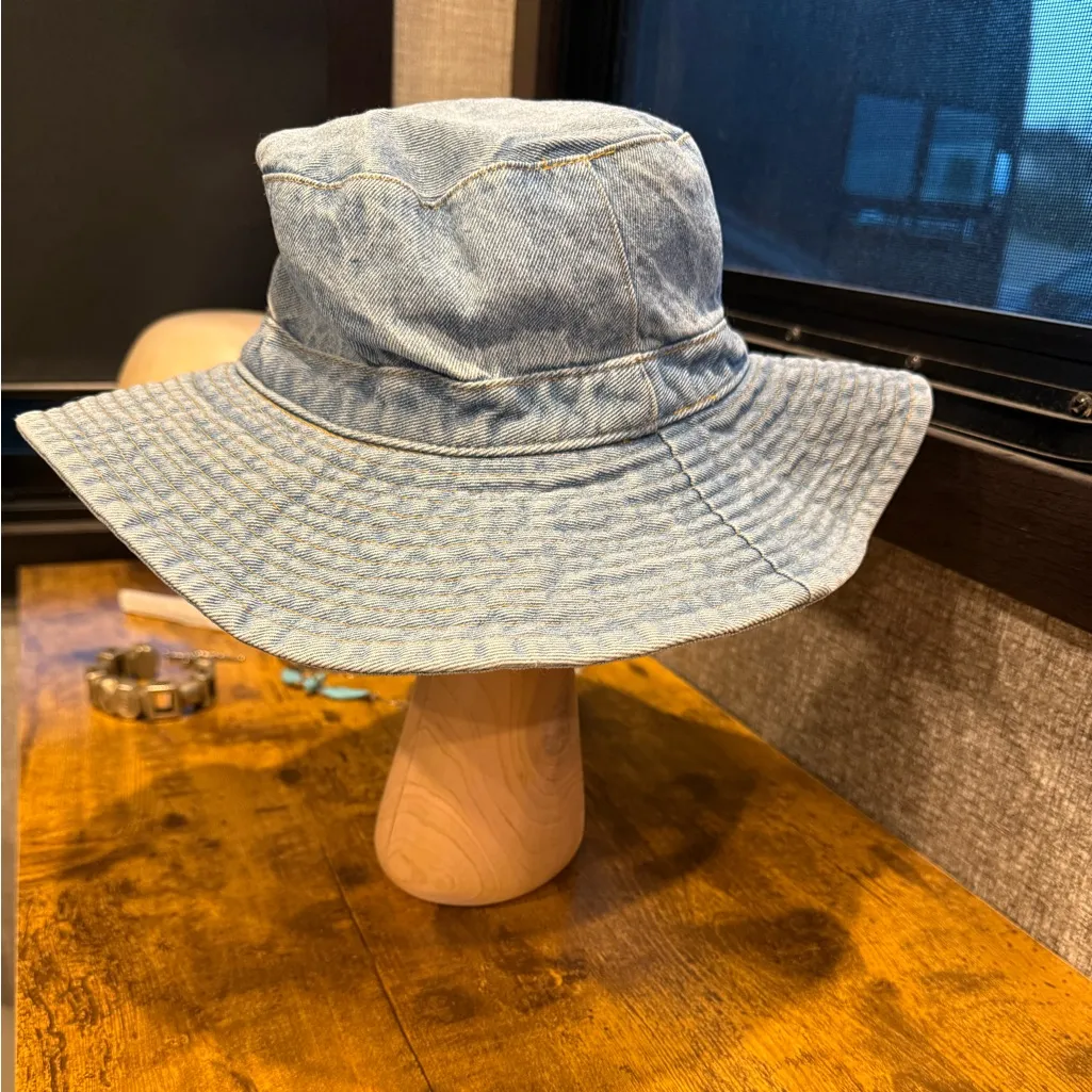 Y2K Women's Light Blue oversized Denim Bucket Hat - Image 2