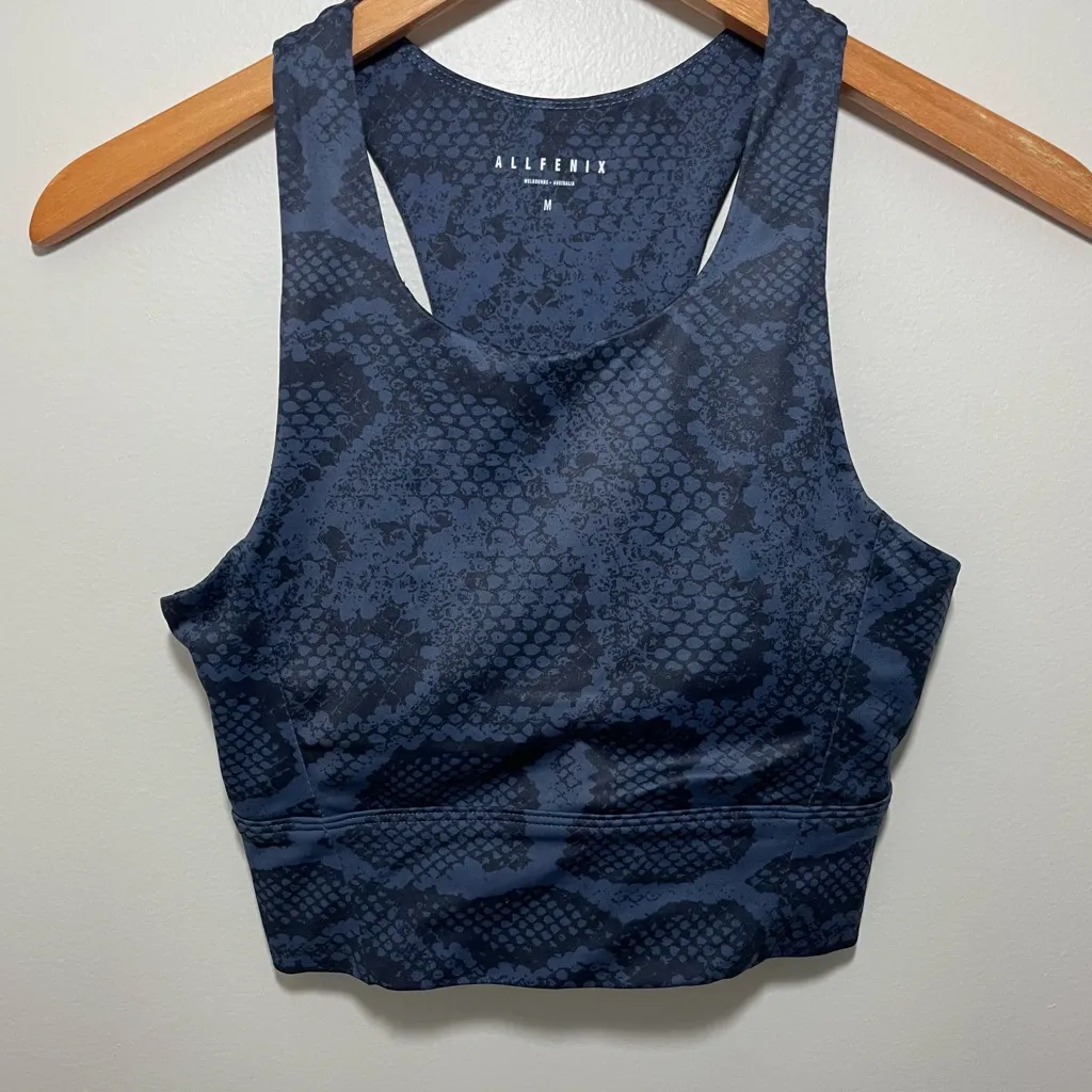 Allfenix Indie Python Snakeskin Longline Sports Bra Black Size M - Image 2