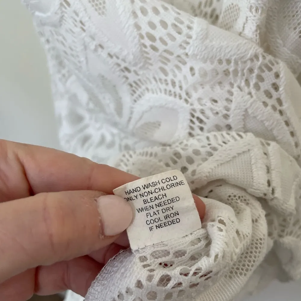 J Valdi White Floral Lace Swim Coverup Ruffle Hem Sleeveless Dress Y2K ~ Size M Size M - Image 7