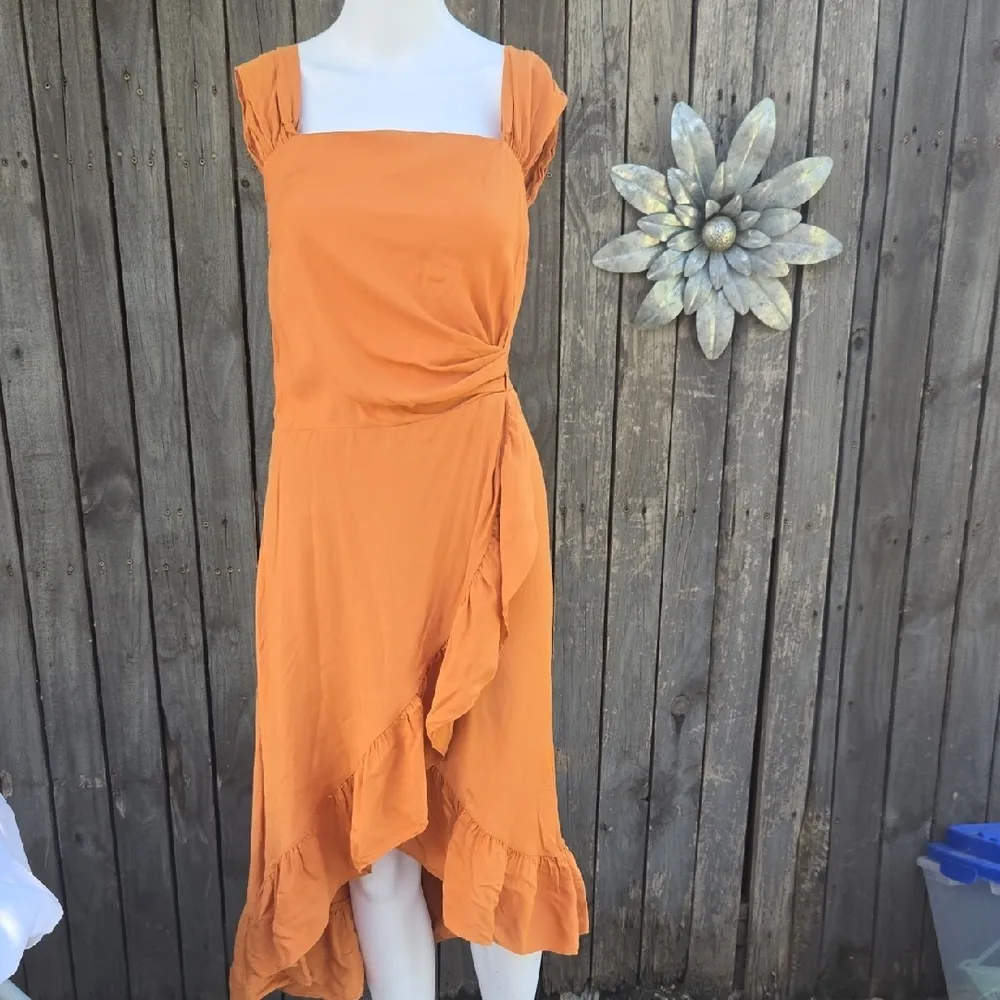 Maje Elegant Orange Off-Shoulder Dress Size 1 - Image 3