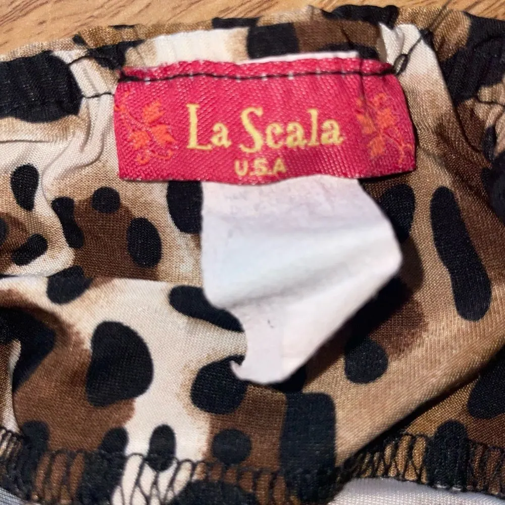 La Scala Cheetah Mini dress size small bodycon padded bra brown sleeveless sexy - Image 4