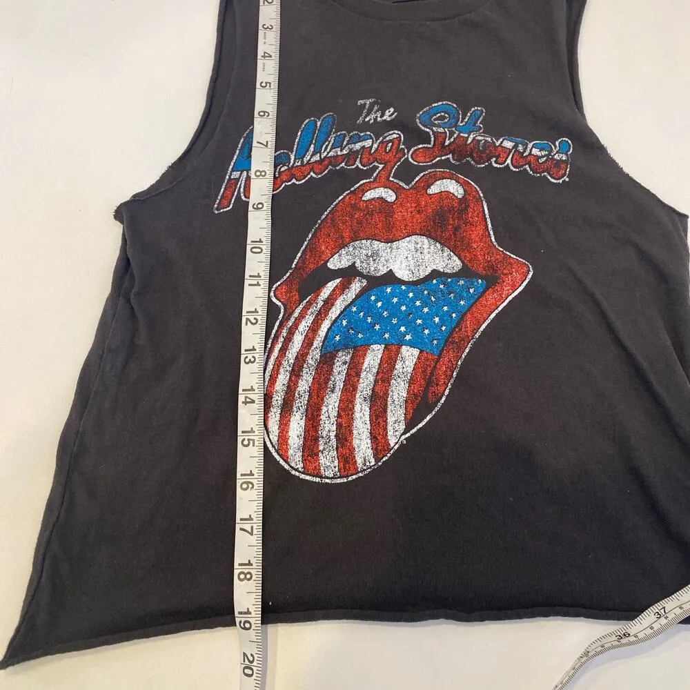 The Rolling Stones Black Crop Sleeveless Tank Top Jersey EUC Sz XS - Image 7